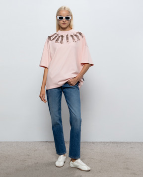 Palm Angels Pink T-shirt with logo print PAMAA003JR001w