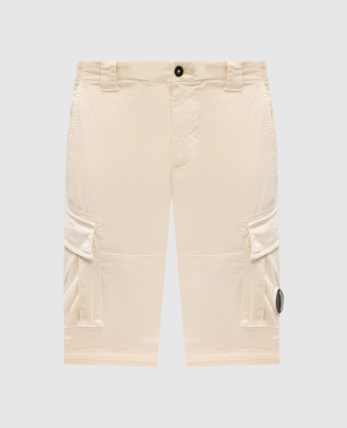Beige cargo shorts with patch
