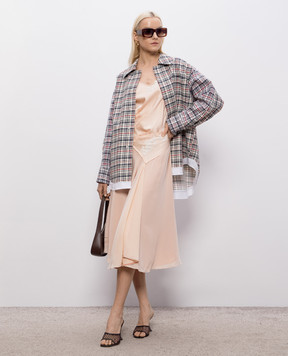 Victoria Beckham Beige checked shirt jacket 1226WCT007204A