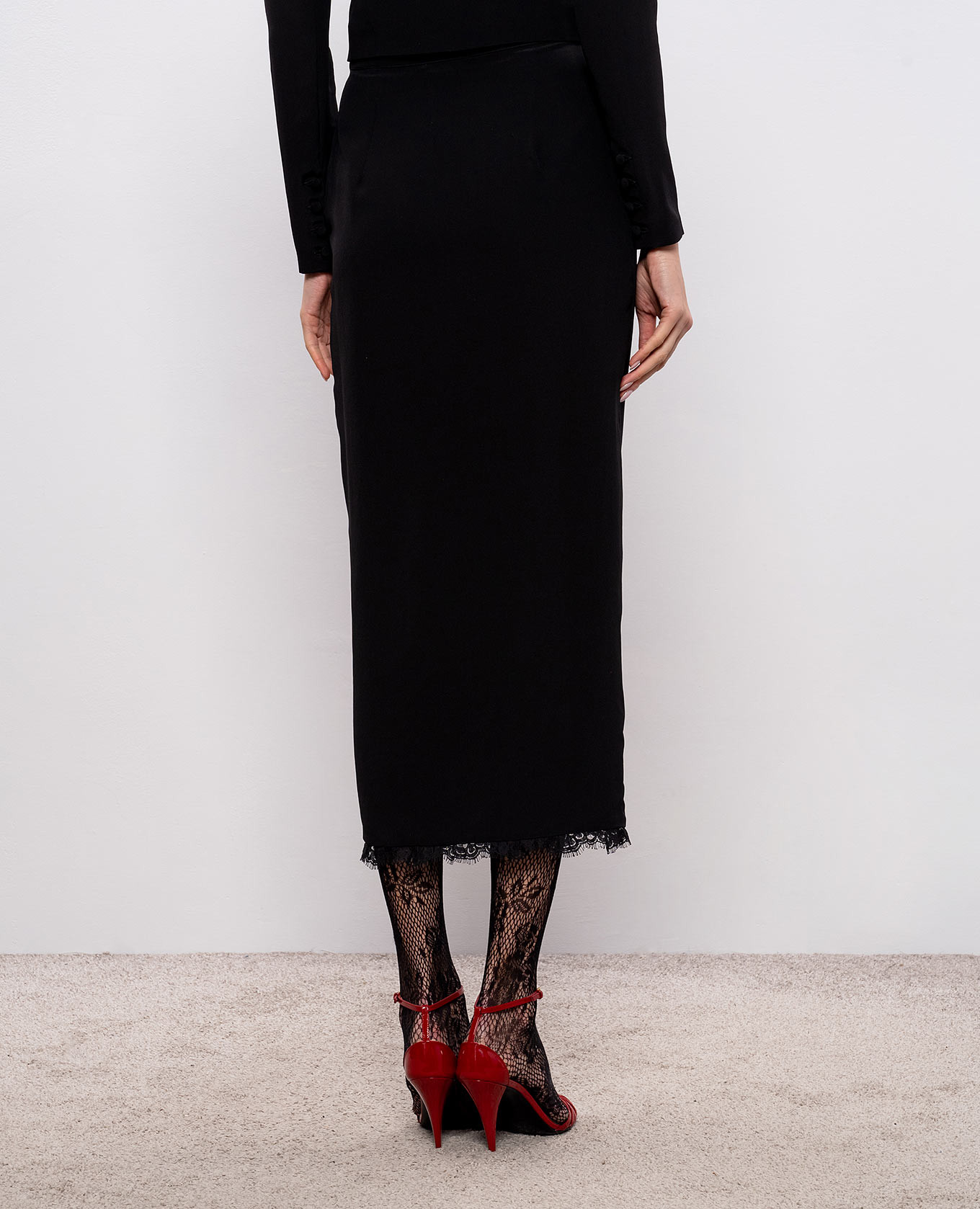 Black silk midi skirt Alessandra Rich 4