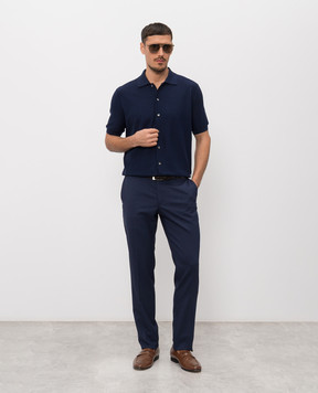 Stefano Ricci Blue short-sleeved shirt with silk K616453PAMF26118