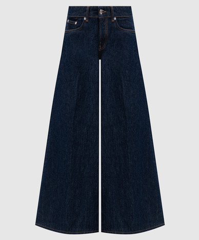 Blue flared jeans with logo patch