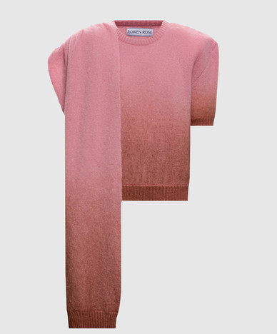 Pink wool sweater with short sleeves