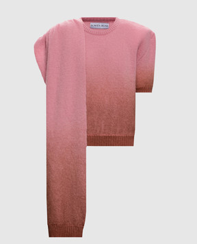 Rowen Rose Pink wool sweater with short sleeves RRK558