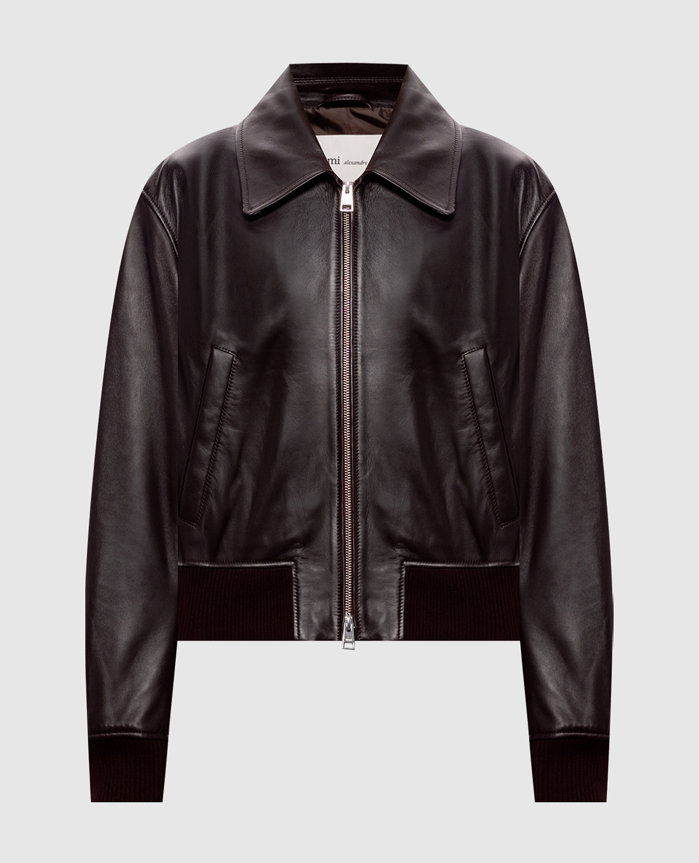 Brown leather jacket Ami Paris