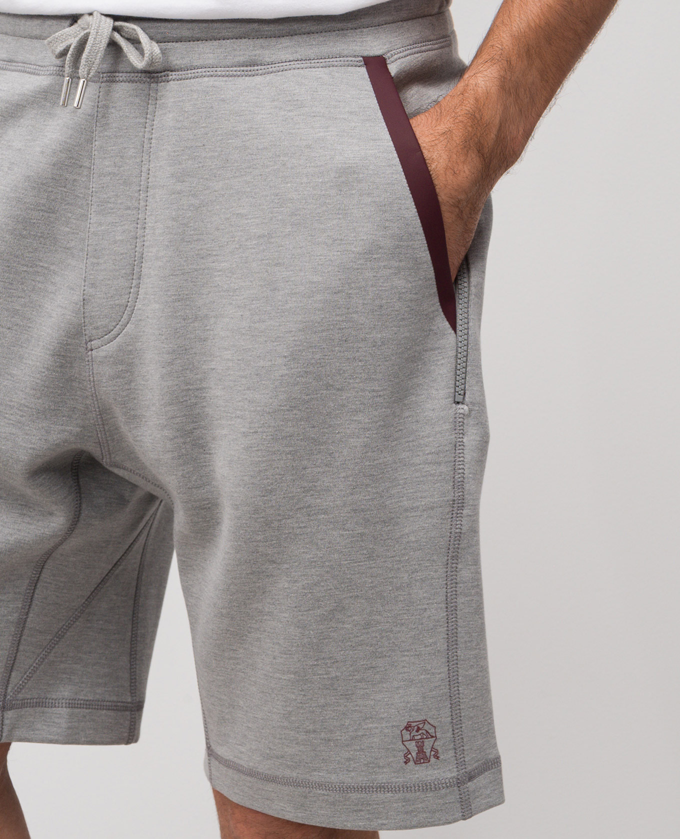Grey shorts with logo print Brunello Cucinelli 5