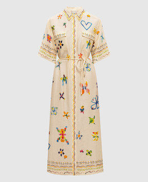 Alemais Sidi yellow linen shirt dress 6381D