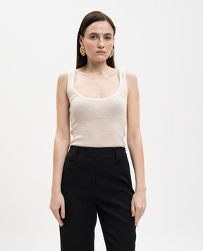 Versace Ivory wool T-shirt with embroidered logo 10236981A17548