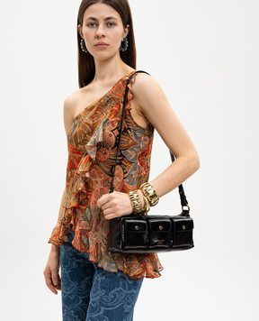 Christian Villa Black leather cross-body bag with logo print 06499
