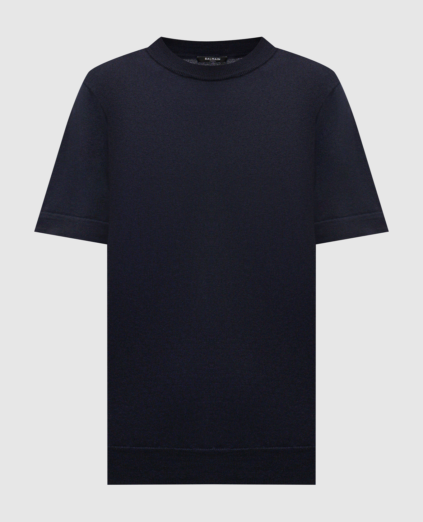 

Blue merino wool T-shirt with logo Balmain