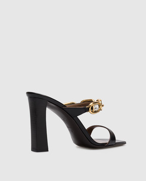 Giuseppe Zanotti Mya black leather mules with crystals E600020