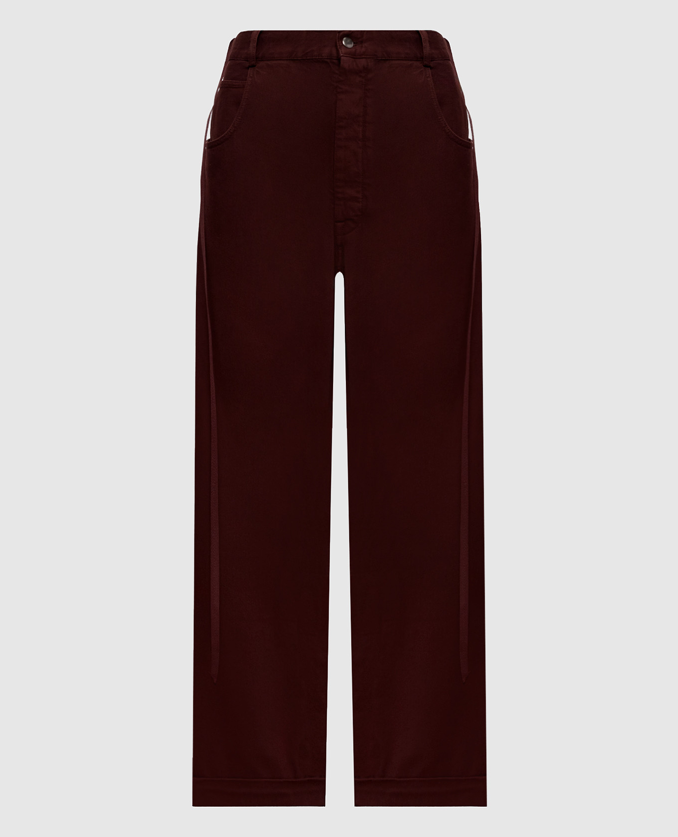 Kristel burgundy jeans with ribbons Ann Demeulemeester