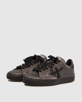 Premiata Steven grey distressed leather sneakers STEVEN