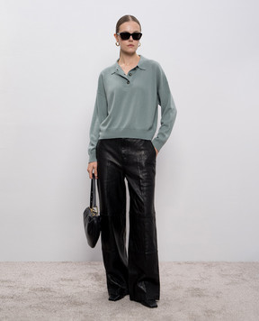 Allude Green wool and cashmere polo shirt 25517653