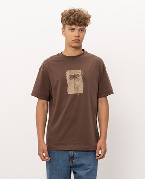 Palm Angels Brown T-shirt with branded print PAMAA001JR019