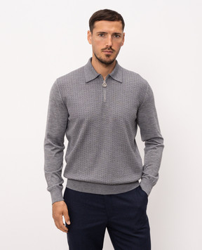 Stefano Ricci Gray cashmere and silk polo shirt K606434P30F26320