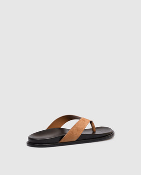 Stuart Weitzman Marykate brown suede flip-flops SN813