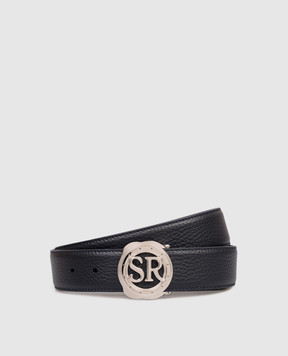 Stefano Ricci Blue leather belt with monogram logo N382VDC553P