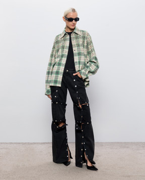 AMIRI Green checkered shirt with crystals AM426SH054