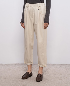 Brunello Cucinelli Beige trousers with lapels MP126P8417
