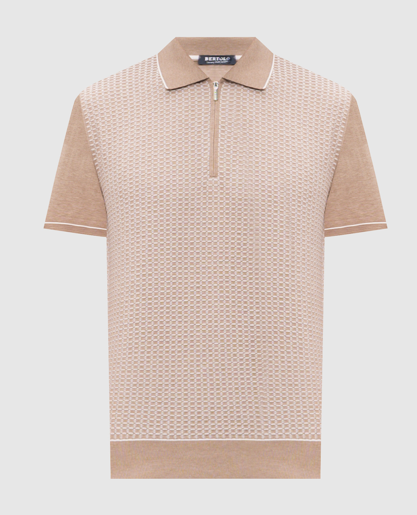 Brown silk polo shirt