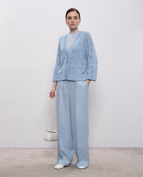 Peserico Blue openwork cardigan with sequins A99055F0309110