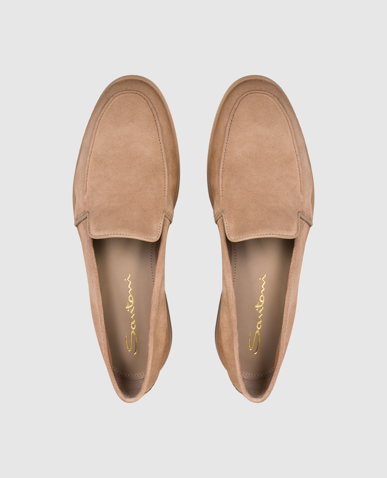 Beige suede loafers Santoni 4