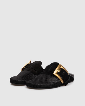 Balmain Anthem black buckle mules GN1UR207TMCA