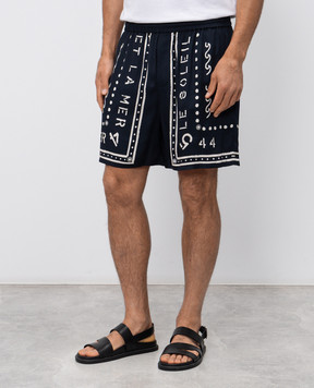 Balmain Blue shorts with print GH0PA145VI82