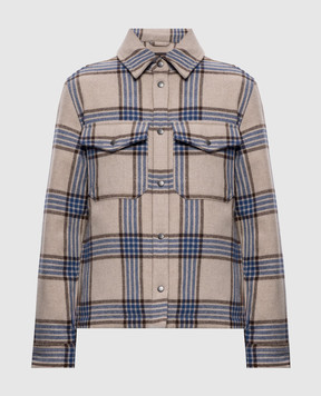 Woolrich Beige checked down jacket CFWWOS2028FRUT3046