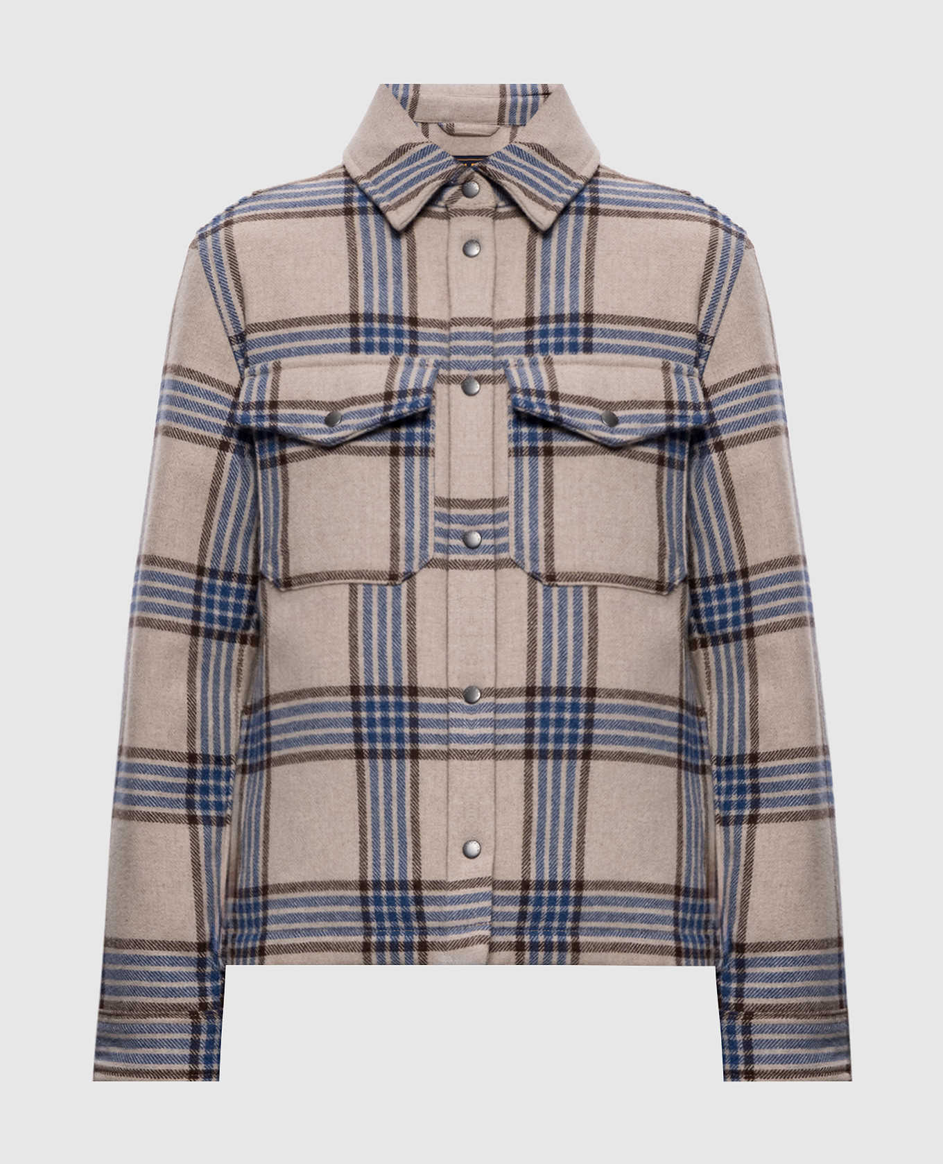 Beige checked down jacket