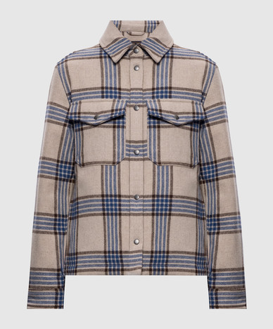 Beige checked down jacket