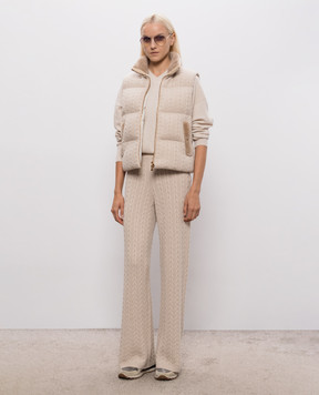 Agnona Beige cashmere vest with fur TV1205XM7010