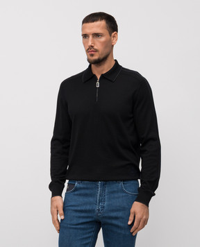 Stefano Ricci Black wool and silk polo shirt K606393Z28F25308
