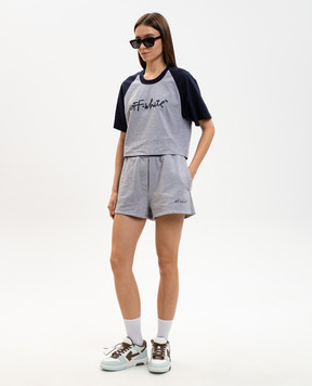 Off-White Grey melange shorts with logo print 2CI005S26FLE001