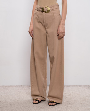 Twinset Beige jeans with a belt 261TP2161