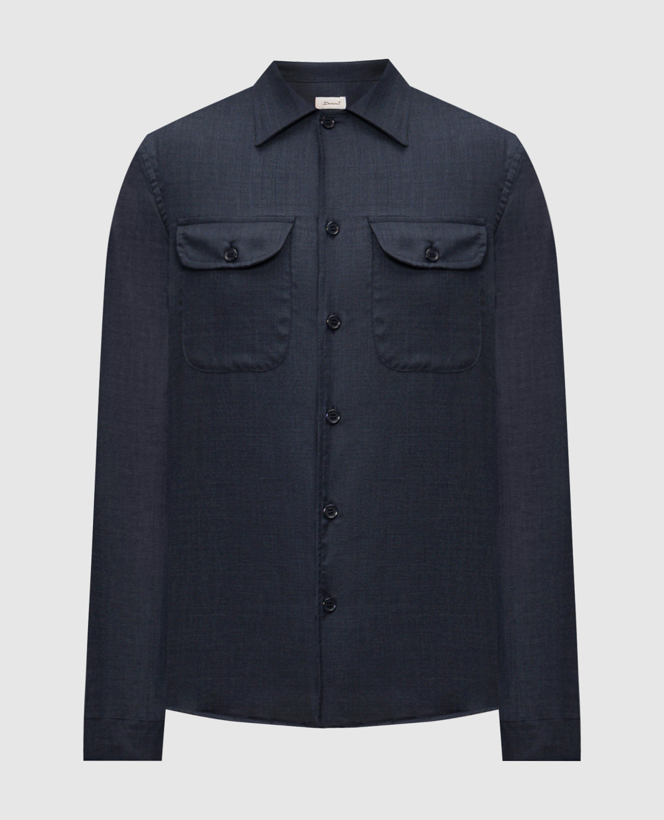 Chemise bleue en laine et soie