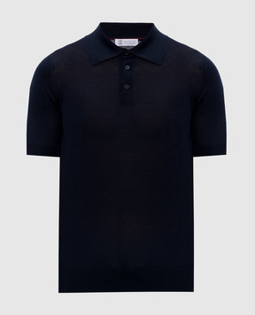 Brunello Cucinelli Blue polo with silk MNB805405