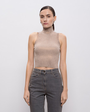 Peserico Beige ribbed top E99109F1809209