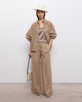 Brunello Cucinelli Brown pants with a monil chain M0F91P9174