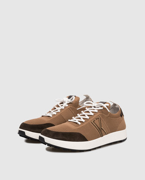 Kiton Brown combination sneakers with monogram USSA031N01217