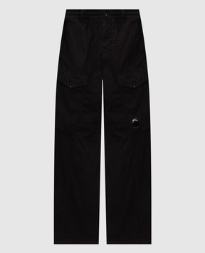 C.P. Company Black cargo pants with patch MPA116A110324G