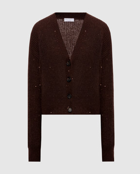 Brunello Cucinelli Brown cardigan with sequins MPG737816