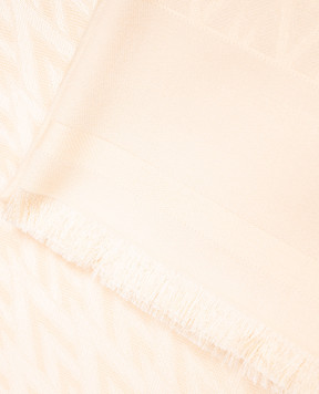 Valentino Toute La V beige silk and wool scarf 9W2EB104HKS