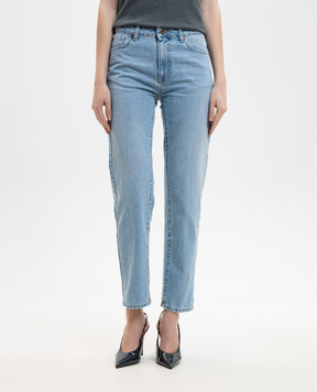 Solotre Blue jeans with logo patch M1AB0136