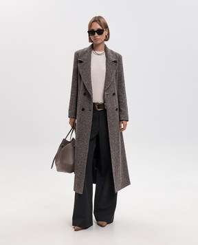 Momoni Elin brown double-breasted coat with wool and silk MOCO00950MO9136
