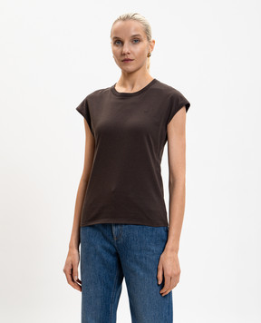 Tom Ford Brown top with embroidered monogram logo TSJ630JEX190