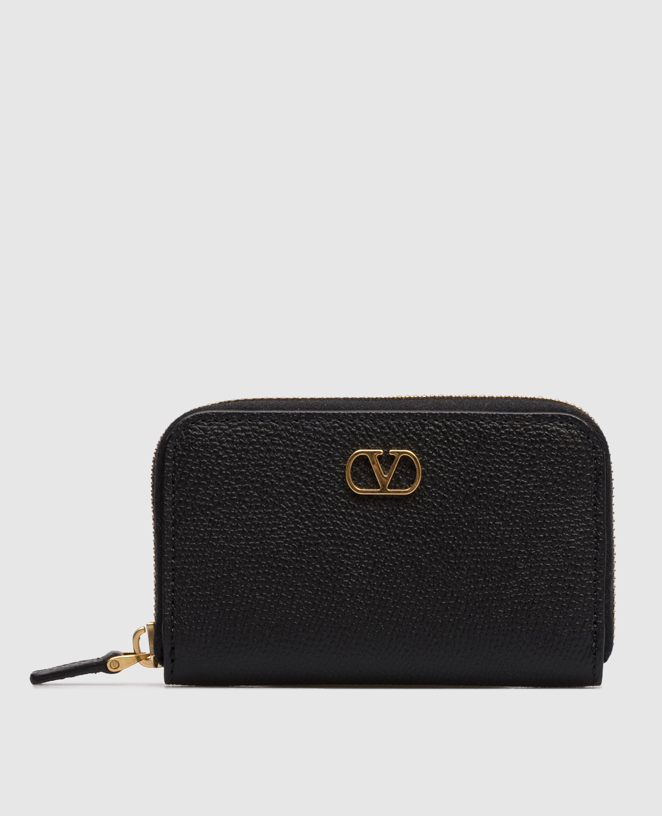 Black leather wallet with logo