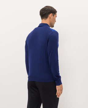 Stefano Ricci Blue wool and silk polo shirt KE06021P30E26407