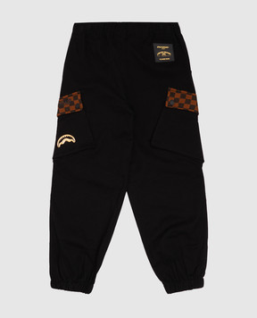 Sprayground Kids' black joggers with textured logo SPY1492